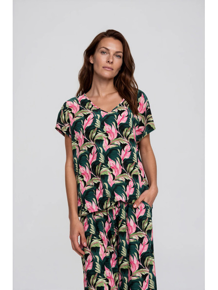 Moodo Bluse mit Pflanzenmuster grün Moodo