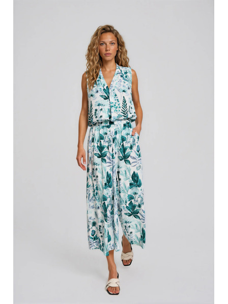 Moodo Helle geblümte Culotte-Hose