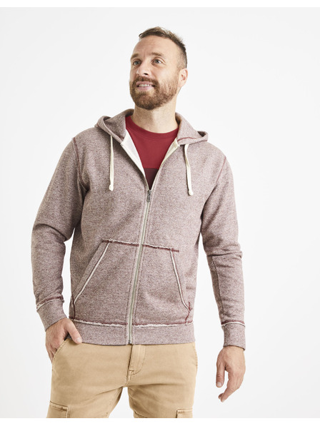 Celio Burgunderfarbener Herren-Kapuzenpullover Celio