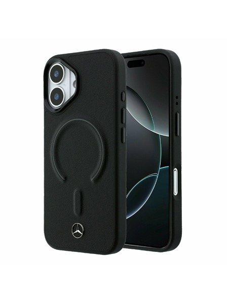 Mercedes Mercedes PU Leather 3D MagSafe Rückseitenschutz für iPhone 17 Schwarz