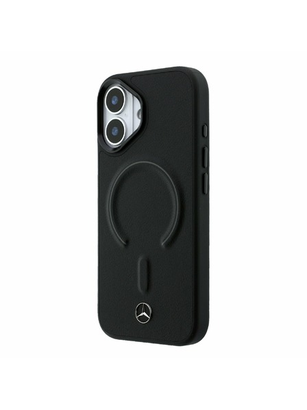 Mercedes Mercedes PU Leather 3D MagSafe Rückseitenschutz für iPhone 17 Schwarz