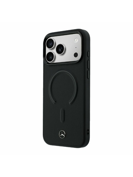 Mercedes Mercedes PU Leather 3D MagSafe Rückseitenschutz für iPhone 17 Pro Schwarz