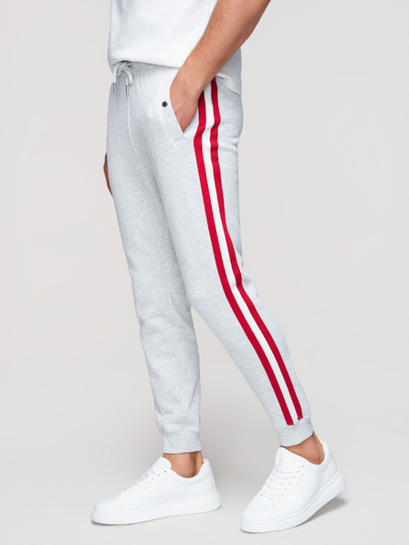 Ombre Clothing Herren-Jogginghose mit Abschluss und Ribbing an den Beinen - grau meliert V1 P1519 Ombre Clothing