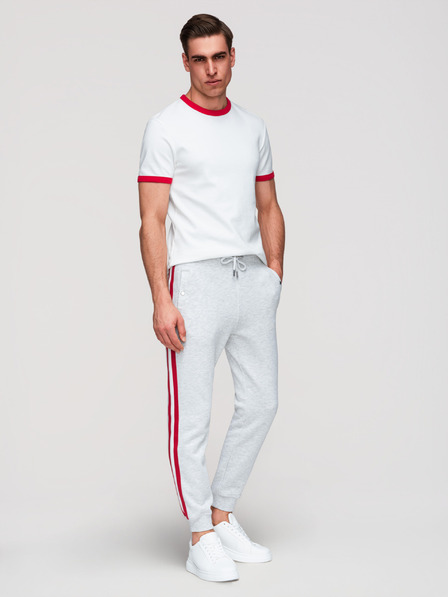 Ombre Clothing Herren-Jogginghose mit Abschluss und Ribbing an den Beinen - grau meliert V1 P1519 Ombre Clothing