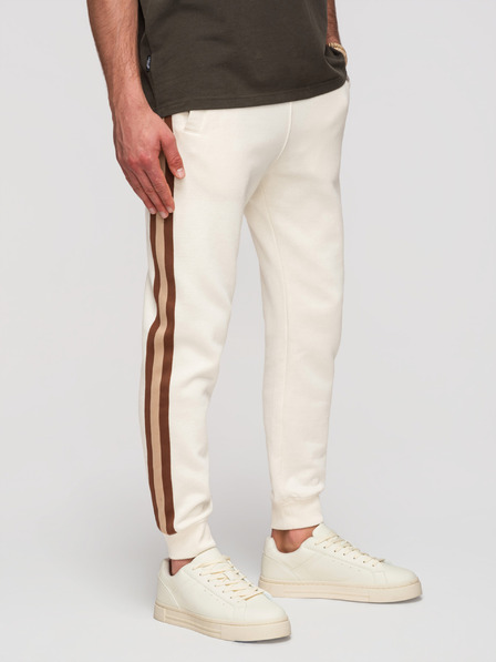 Ombre Clothing Herren-Jogginghose mit Abschluss und gerippten Beinen - creme V3 P1519 Ombre Clothing