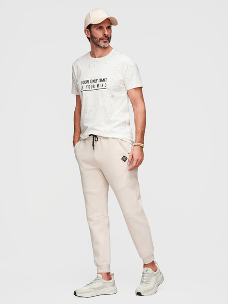Ombre Clothing Herren-Jogginghose mit gerippten Manschetten und dekorativem Reißverschluss - sand V6 P1520 Ombre Clothing