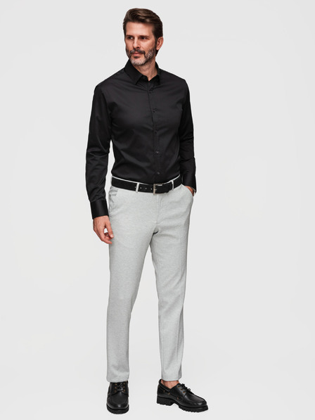 Ombre Clothing Klassisches Herren-Hemd SLIM FIT aus Satinstoff - schwarz V4 OM-SHOS-0211 Ombre Clothing