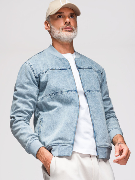 Ombre Clothing Herren-Jeansjacke mit Stone-Wash-Effekt - hellblau V3 OM-JADJ-0163 Ombre Clothing