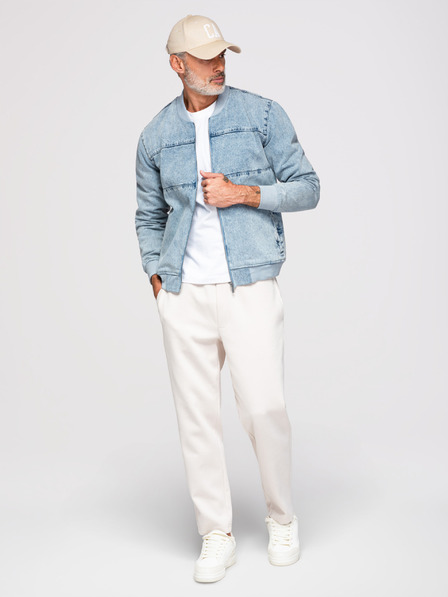 Ombre Clothing Herren-Jeansjacke mit Stone-Wash-Effekt - hellblau V3 OM-JADJ-0163 Ombre Clothing