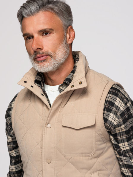 Ombre Clothing Herren-gesteppte Weste mit Pfirsicheffekt - beige V1 OM-JAVJ-0277 Ombre Clothing