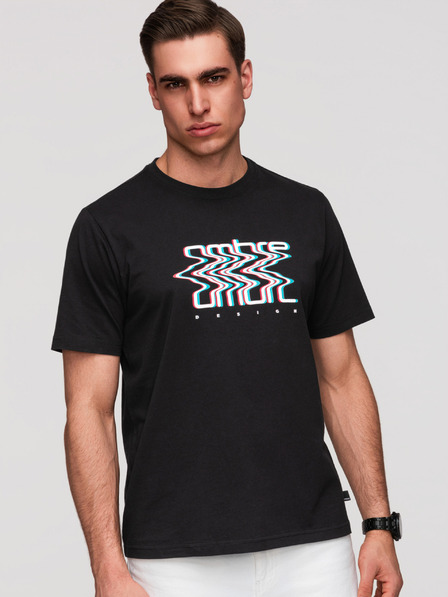 Ombre Clothing Herren Baumwoll T-Shirt mit Ombré Druck - schwarz V1 OM-TSPT-0286 Ombre Clothing