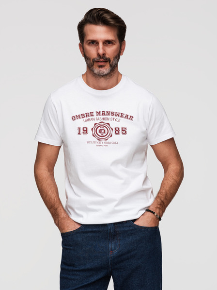 Ombre Clothing Herren Baumwoll T-Shirt mit Druck - weiß V1 OM-TSPT-0269 Ombre Clothing