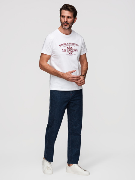 Ombre Clothing Herren Baumwoll T-Shirt mit Druck - weiß V1 OM-TSPT-0269 Ombre Clothing