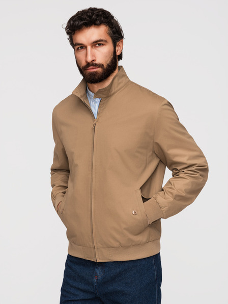 Ombre Clothing Herren Harrington Jacke mit Stehkragen und kariertem Futter - hellbraun V5 OM-JANP-0326 Ombre Clothing