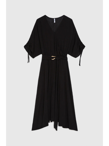 Moodo Schwarzes Viskose-Kleid Moodo