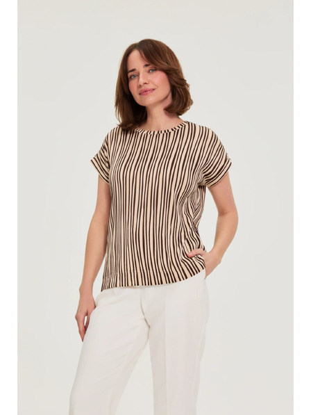 Moodo Beige gestreiftes Oberteil Moodo