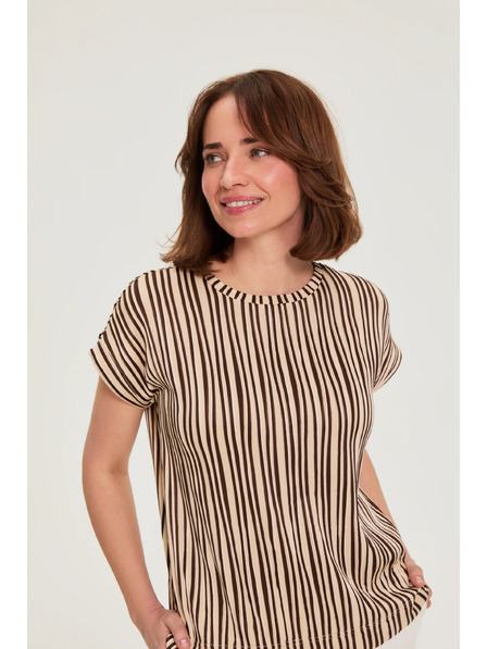 Moodo Beige gestreiftes Oberteil Moodo