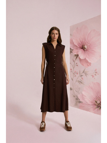 Moodo Linen dress brown Moodo