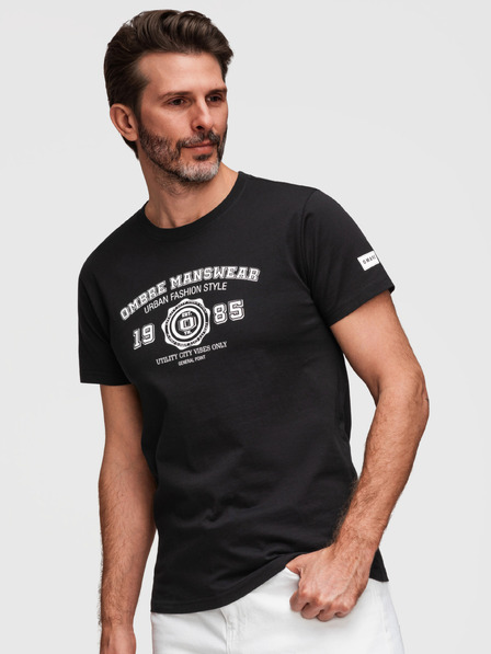 Ombre Clothing Herren Baumwoll T-Shirt mit College Druck - V2 schwarz OM-TSPT-0269 Ombre Clothing