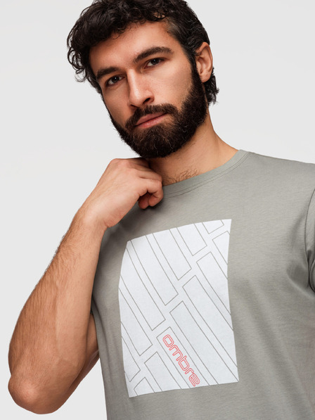 Ombre Clothing Herren-Baumwoll-T-Shirt mit geometrischem Druck - Grau V3 OM-TSPT-0259 Ombre Clothing