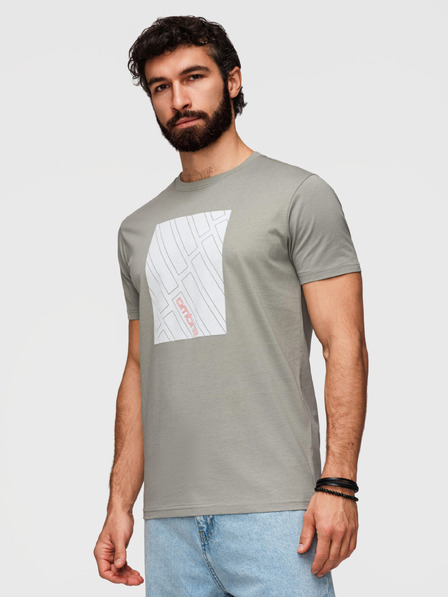 Ombre Clothing Herren-Baumwoll-T-Shirt mit geometrischem Druck - Grau V3 OM-TSPT-0259 Ombre Clothing