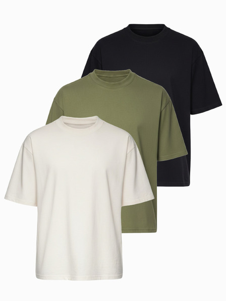 Ombre Clothing T-Shirt OM-TSBC-0291 - schwarz/weiß/helloliv Ombre Clothing