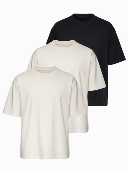 Ombre Clothing T-Shirt OM-TSBC-0291 - off white/off white/schwarz Ombre Clothing