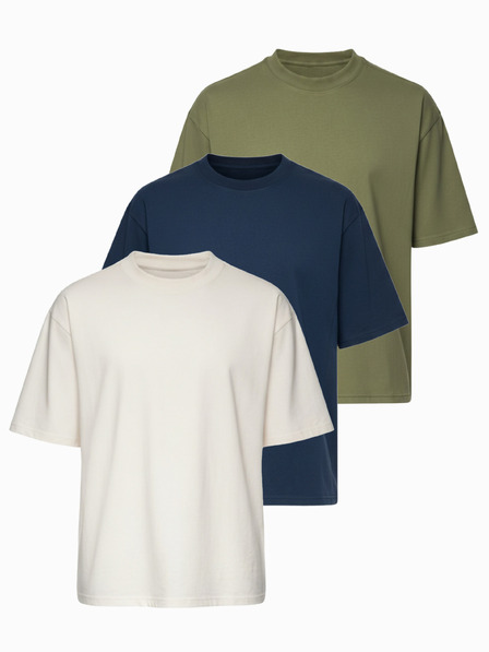 Ombre Clothing T-Shirt OM-TSBC-0291 - off white/blasses Olivgrün/Navy Ombre Clothing