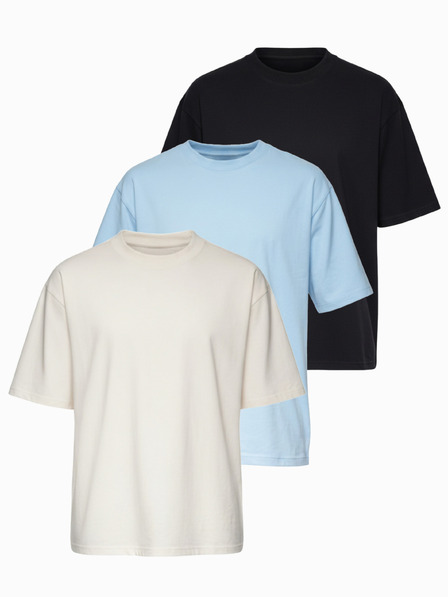 Ombre Clothing T-Shirt OM-TSBC-0291 - schwarz/hellblau/weiß Ombre Clothing