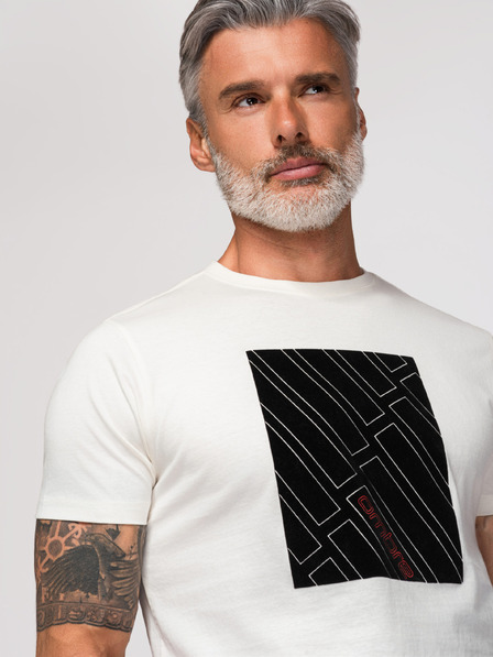 Ombre Clothing Herren-Baumwoll-T-Shirt mit geometrischem Druck - weiß V1 OM-TSPT-0259 Ombre Clothing