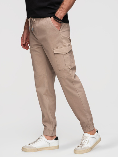 Ombre Clothing Herren-JOGGERY-Hose mit Reißverschluss-Cargotaschen - beige V2 OM-PAJO-0290 Ombre Clothing