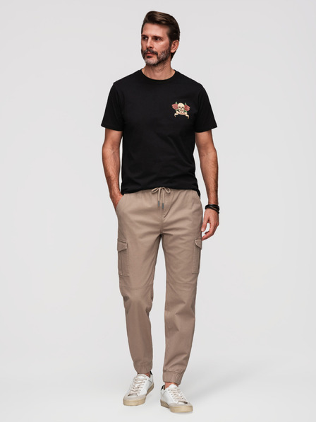 Ombre Clothing Herren-JOGGERY-Hose mit Reißverschluss-Cargotaschen - beige V2 OM-PAJO-0290 Ombre Clothing