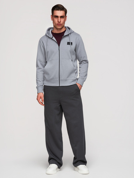 Ombre Clothing Herren-Reißverschluss-Kapuzenpullover mit Applikation - grau V1 OM-SSZP-0256 Ombre Clothing