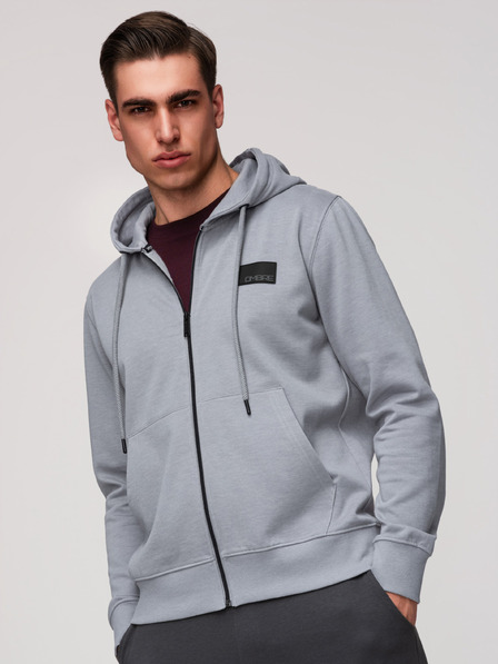 Ombre Clothing Herren-Reißverschluss-Kapuzenpullover mit Applikation - grau V1 OM-SSZP-0256 Ombre Clothing