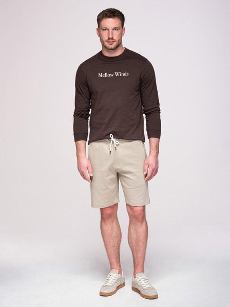 Ombre Clothing Herren-Baumwollshorts mit Schnüren und Taschen - hellbeige V1 OM-SRBS-0205 Ombre Clothing