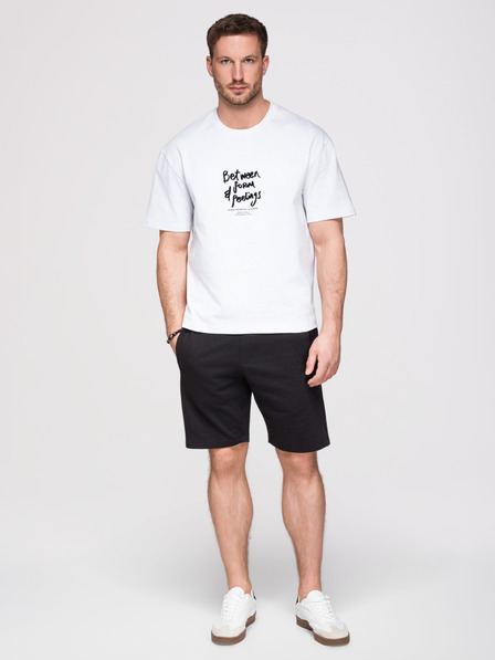 Ombre Clothing Herren-Baumwollshorts mit Kordelzug und Taschen - schwarz V5 OM-SRBS-0205 Ombre Clothing