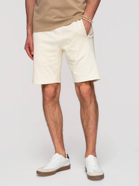 Ombre Clothing Herren-Baumwollshorts mit Saum und Taschen - creme V12 OM-SRBS-0205 Ombre Clothing