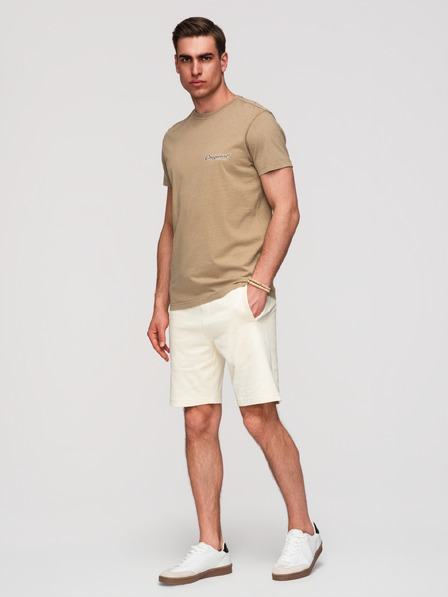 Ombre Clothing Herren-Baumwollshorts mit Saum und Taschen - creme V12 OM-SRBS-0205 Ombre Clothing