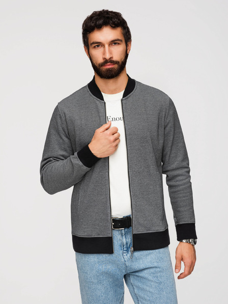 Ombre Clothing Herren-Strick-Bomberjacke - schwarz