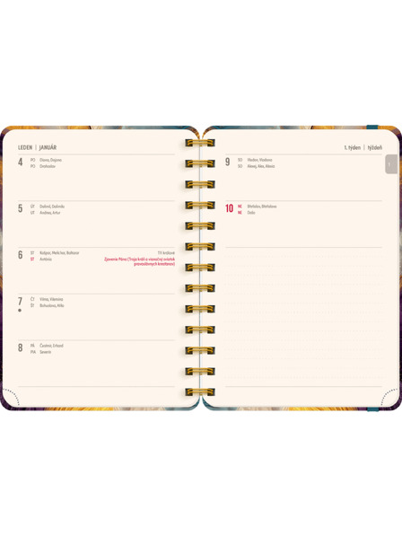 NOTIQUE NOTIQUE Spiralgebundenes 18-Monats-Tagebuch Petito – Farbiger Achat 2026/2027, 13 x 18 cm