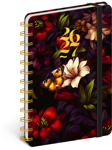 NOTIQUE NOTIQUE Spiralgebundenes 18-Monats-Tagebuch Petito – Rote Blüten 2026/2027, 13 x 18 cm