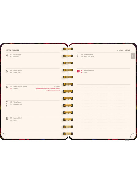 NOTIQUE NOTIQUE Spiralgebundenes 18-Monats-Tagebuch Petito – Rote Blüten 2026/2027, 13 x 18 cm