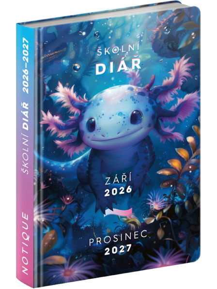NOTIQUE NOTIQUE Schultagebuch Axolotl (September 2026 – Dezember 2027), 9,8 x 14,5 cm
