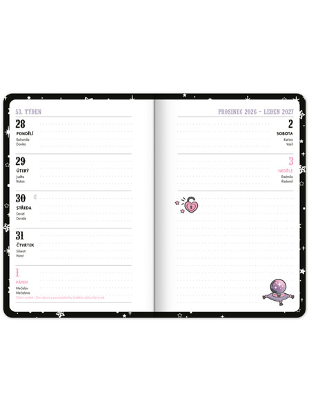 NOTIQUE NOTIQUE Schülertagebuch Kuromi (September 2026 – Dezember 2027), 9,8 x 14,5 cm