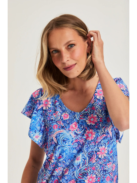 Moodo Gemusterte Bluse blau Moodo