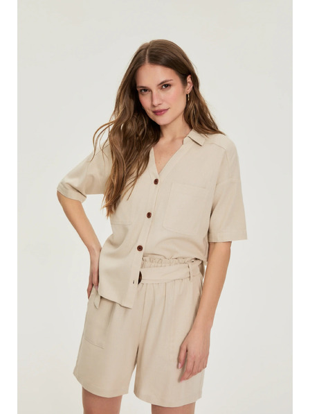Moodo Hemd mit Kurzarm beige Moodo