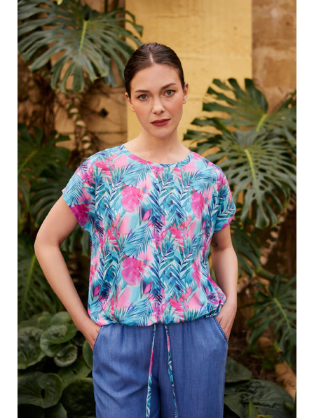 Moodo Gemusterte Bluse blau Moodo