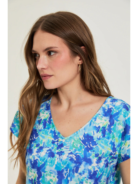 Moodo Gemusterte Bluse blau Moodo