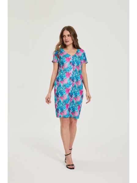 Moodo Gemustertes blaues Kleid Moodo