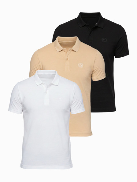 Ombre Clothing Herren-Baumwoll-Poloshirt BASIC - schwarz/weiß/beige V7 OM-POBS-0171 Ombre Clothing